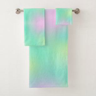 Pastel Pale Turquoise Pink Abstract Art  Bath Towel Set