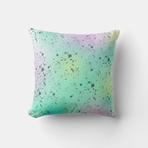 Pastel Pale Turquoise Pink Abstract Art Grey Spots Cushion