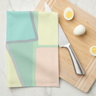 Pastel Pale Turquoise Pink Abstract Art Tea Towel