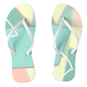 Pastel Pale Turquoise Pink Abstract Art Thongs