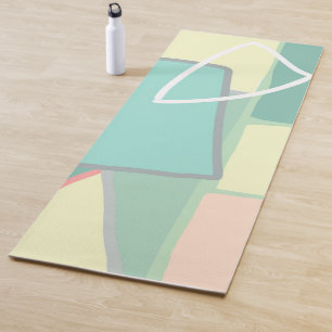 Pastel Pale Turquoise Pink Abstract Art Yoga Mat