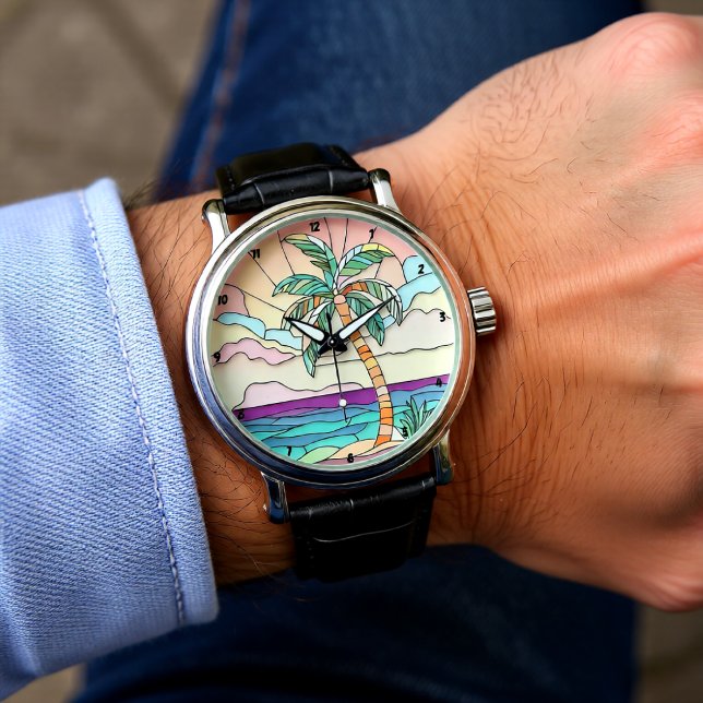 Pastel Palm Stained Glass Watch (Creator Uploaded)