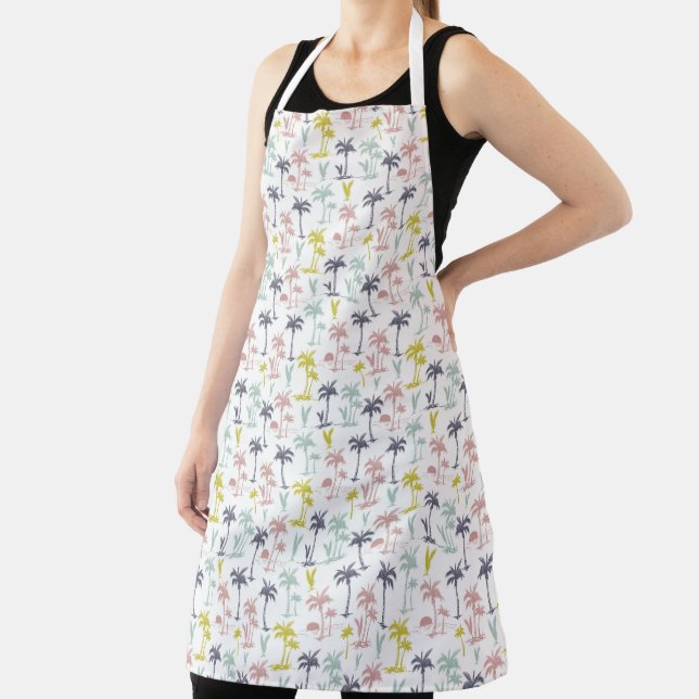 Pastel Palm Tree by the Beach Pattern Apron (Insitu)