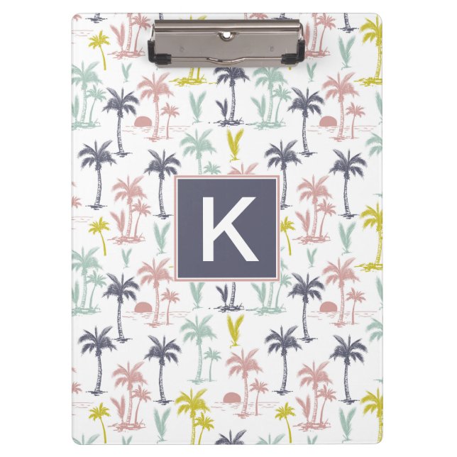 Pastel Palm Tree by the Beach Pattern Clipboard (Front)