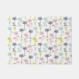 Pastel Palm Tree by the Beach Pattern Doormat