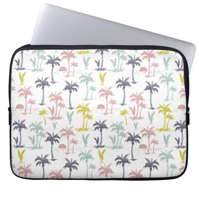 Pastel Palm Tree by the Beach Pattern Laptop Sleeve (Front)