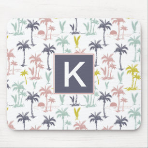 Pastel Palm Tree by the Beach Pattern Mouse Pad