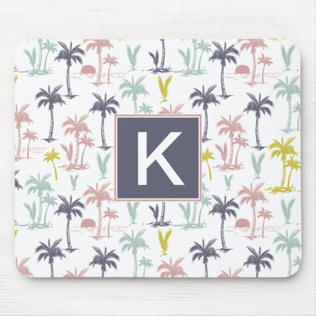 Pastel Palm Tree by the Beach Pattern Mouse Pad (Front)