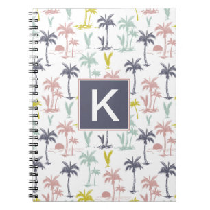 Pastel Palm Tree by the Beach Pattern Notebook