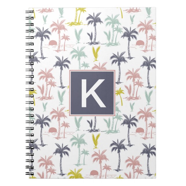 Pastel Palm Tree by the Beach Pattern Notebook (Front)