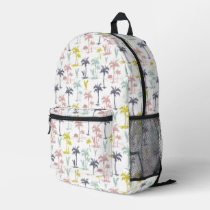 Pastel Palm Tree by the Beach Pattern Printed Backpack