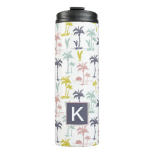 Pastel Palm Tree by the Beach Pattern Thermal Tumbler