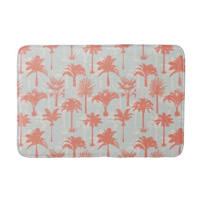 Pastel Palm Tree Pattern Bath Mat (Front)