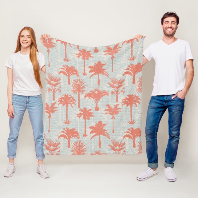 Pastel Palm Tree Pattern Fleece Blanket (In Situ)