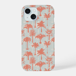 Pastel Palm Tree Pattern iPhone 15 Case