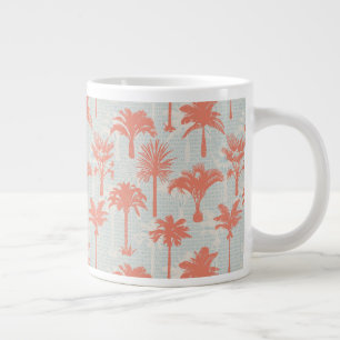 Pastel Palm Tree Pattern Large Coffee Mug