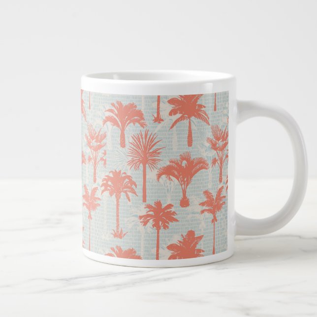 Pastel Palm Tree Pattern Large Coffee Mug (Right)