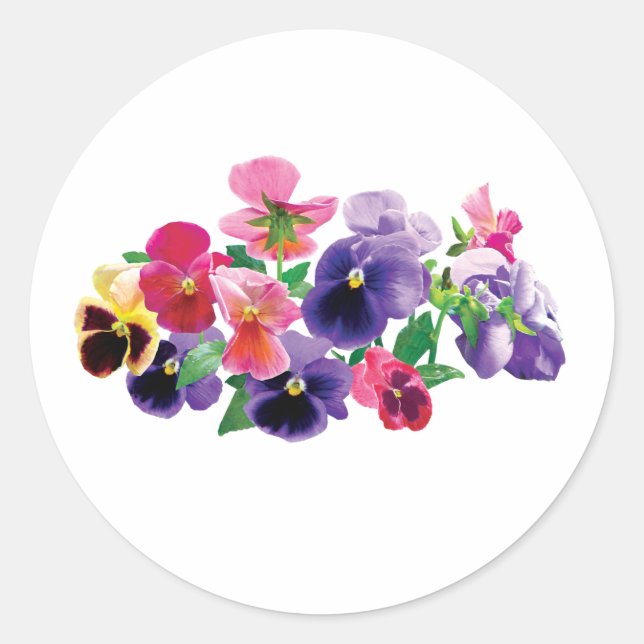 Pastel Pansies Classic Round Sticker (Front)