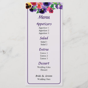 Pastel Pansies Wedding Menu