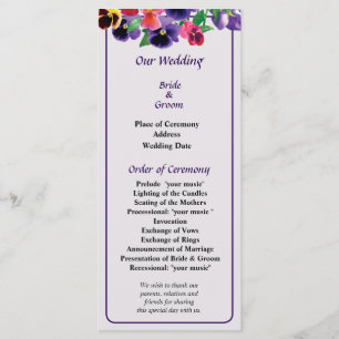Pastel Pansies Wedding Program