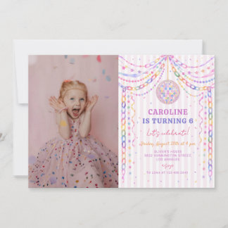 Pastel Paper Chain Disco Ball Birthday Invitation