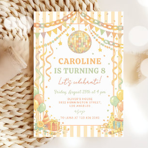 Pastel Paper Chain Disco Ball Birthday Invitation