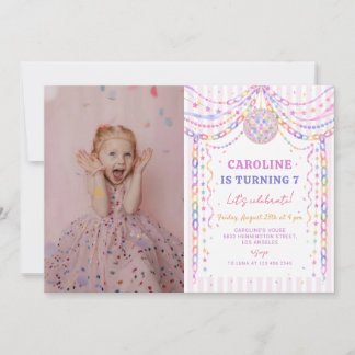 Pastel Paper Chain Disco Garland Birthday Invitation