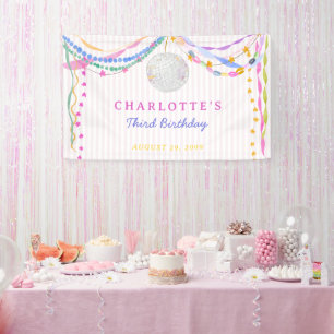 Pastel Paper Chains Disco Ball Birthday Banner