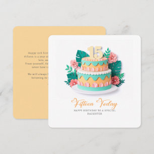 Pastel Paper-Cut Cake 15th Birthday Card