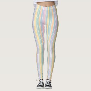 Pastel Parade – Soft Rainbow Stripe Pattern Leggings