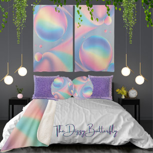 Pastel Party of Rainbow Bubble Swirls Cotton Round Cushion