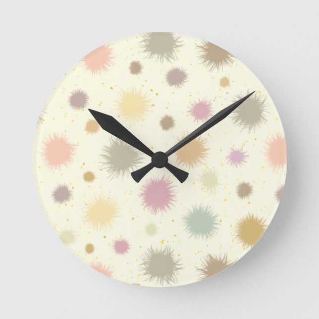 Pastel Party Pollen - seamless pattern.     Round Clock (Front)