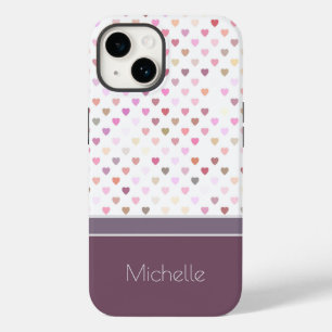 Pastel Passion Hearts Personalised Name iPhone 14 Case