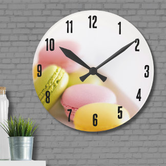 Pastel Pastry Chef French Macaron Round Clock