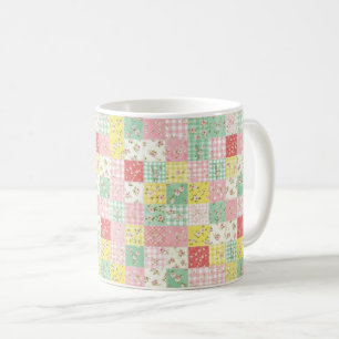 Pastel Patchwork Floral Gingham Vintage Cottage Coffee Mug