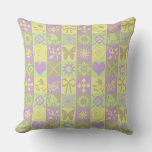 Pastel Patchwork Motif Pattern Cushion
