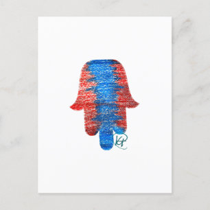 Pastel Patriotic Hamsa Art  Announcement Postcard
