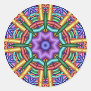 Pastel pattern kaleidoscope classic round sticker
