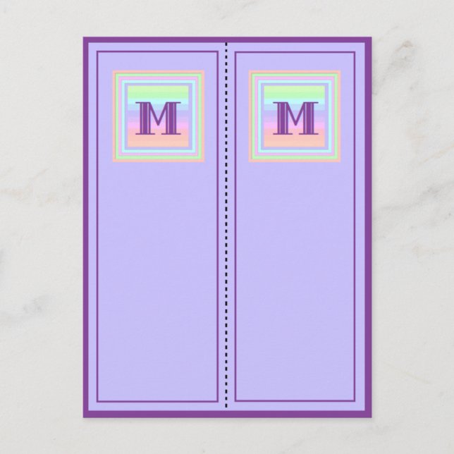 Pastel Patterned Monogram M Postcard Bookmarks (Front)