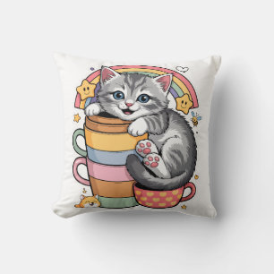 Pastel Paws & Rainbow Sips Cushion