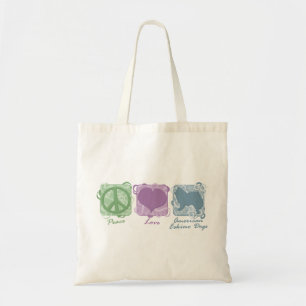 Pastel Peace, Love, and American Eskimo Dogs Tote Bag