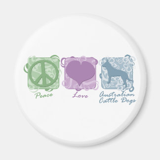Pastel Peace, Love, and Australian Cattle Dogs Magnet