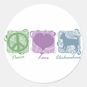 Pastel Peace, Love, and Chihuahuas Classic Round Sticker