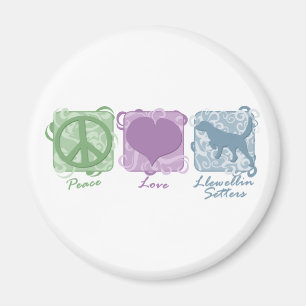 Pastel Peace, Love, and Llewellin Setters Magnet