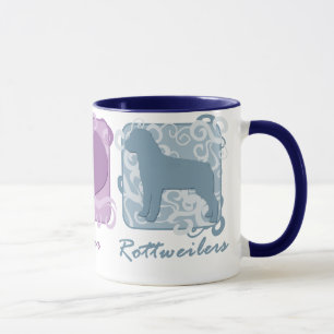 Pastel Peace, Love, and Rottweilers Mug