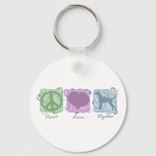Pastel Peace, Love, and Vizslas Key Ring