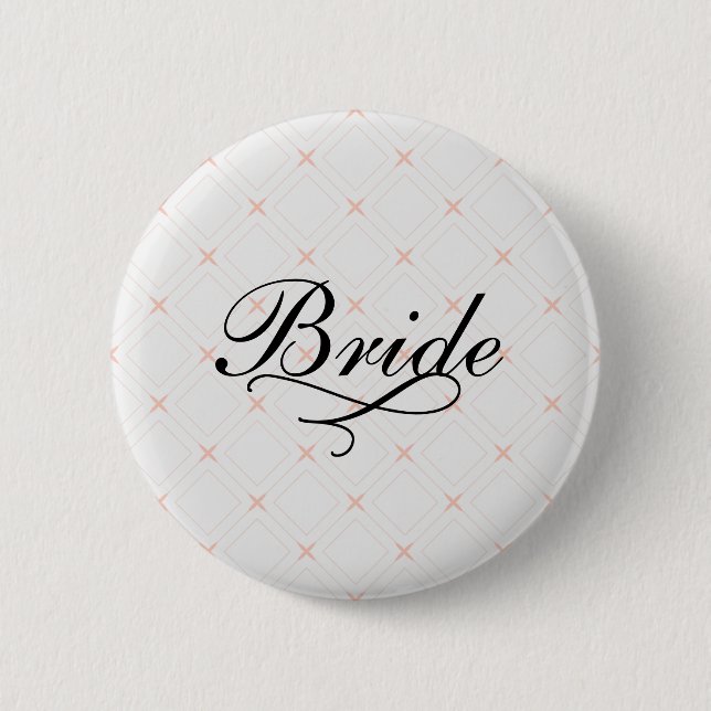 Pastel Peach and Cream Geometric Bride 6 Cm Round Badge (Front)