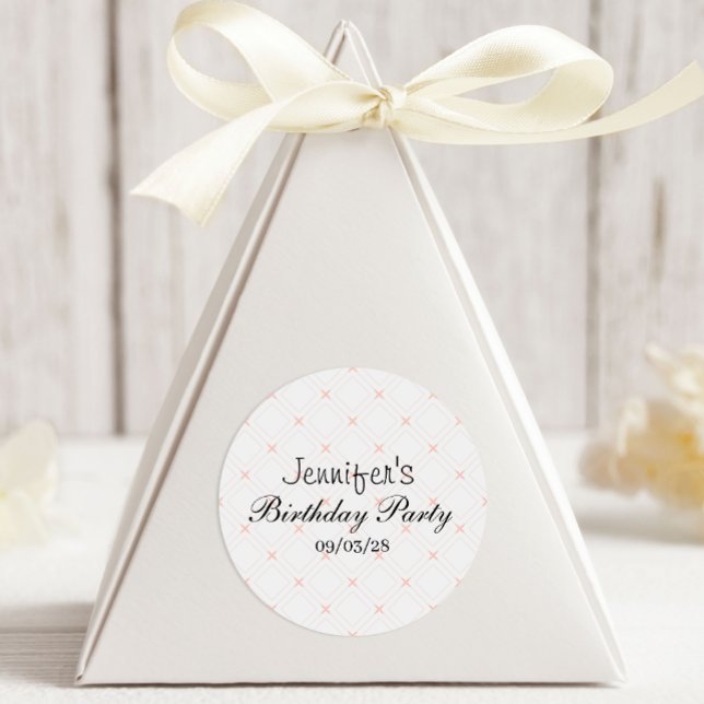 Pastel Peach and Cream Geometric Classic Round Sticker (Creator Uploaded)