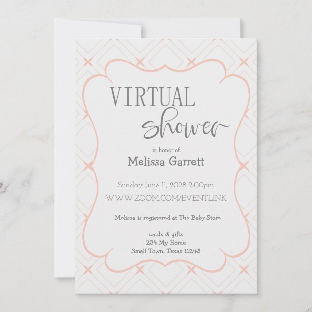 Pastel Peach and Cream Virtual Shower Invitation (Front)