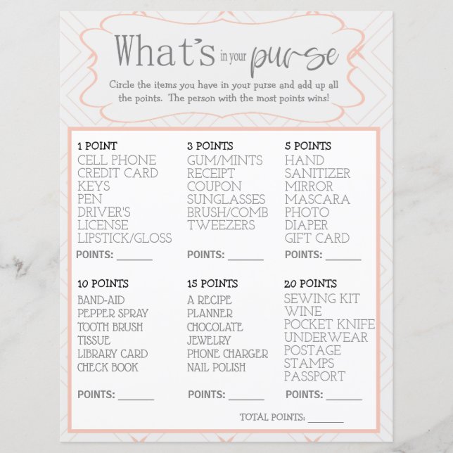 Pastel Peach and Cream  Whats In Your Purse (Front)